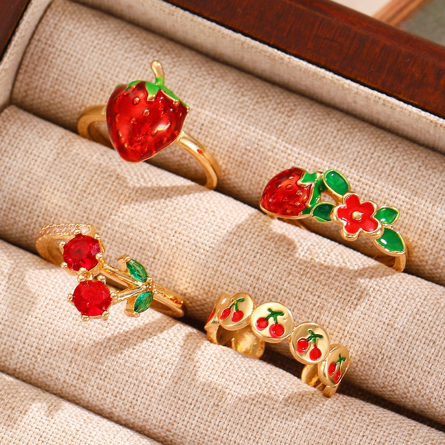 Wholesale Sweet Love Cherry Open Ring
